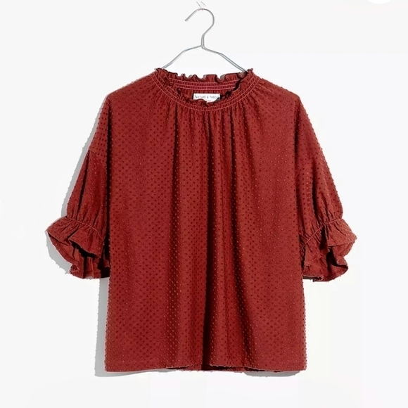 Madewell | Clipdot Ruffle‎ Chiffon Poplin top, size Medium. - Picture 2 of 14